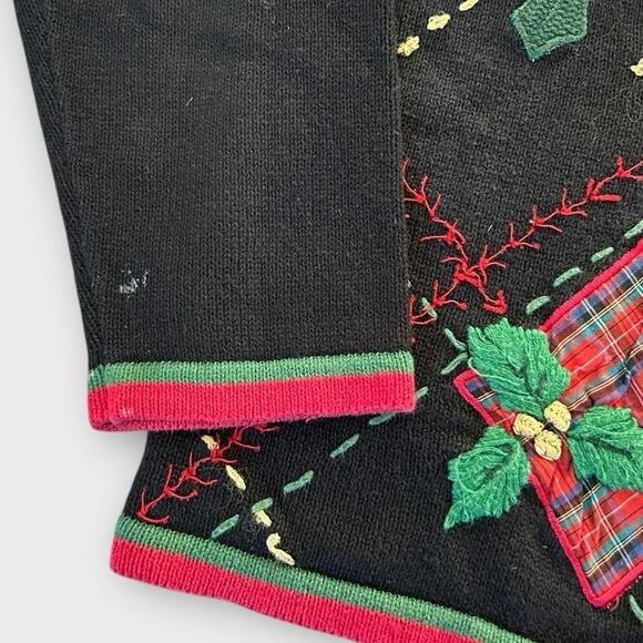 Vintage Holiday Christmas Cardigan Sweater Plaid Basic Editions Women's sz Small - Picture 4 of 9